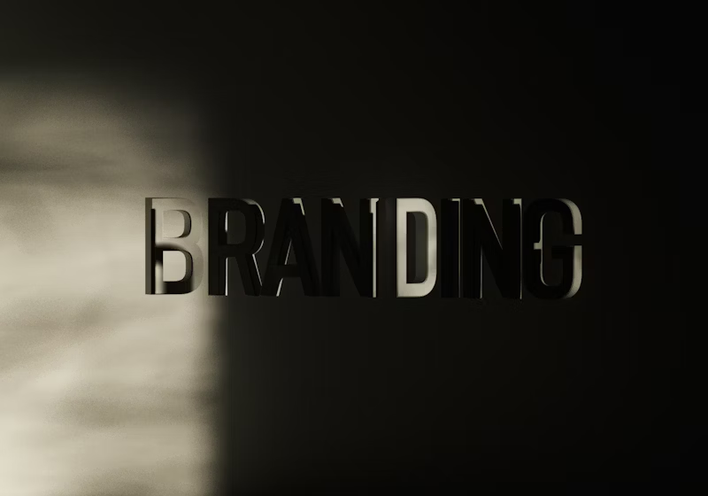 Branding text in dramatic lighting